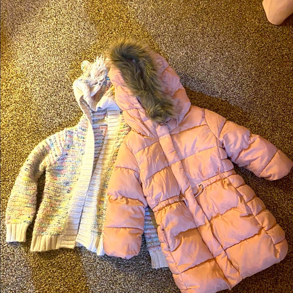 3T Puffer Jacket & Unicorn Cardigan Sweater 🦄